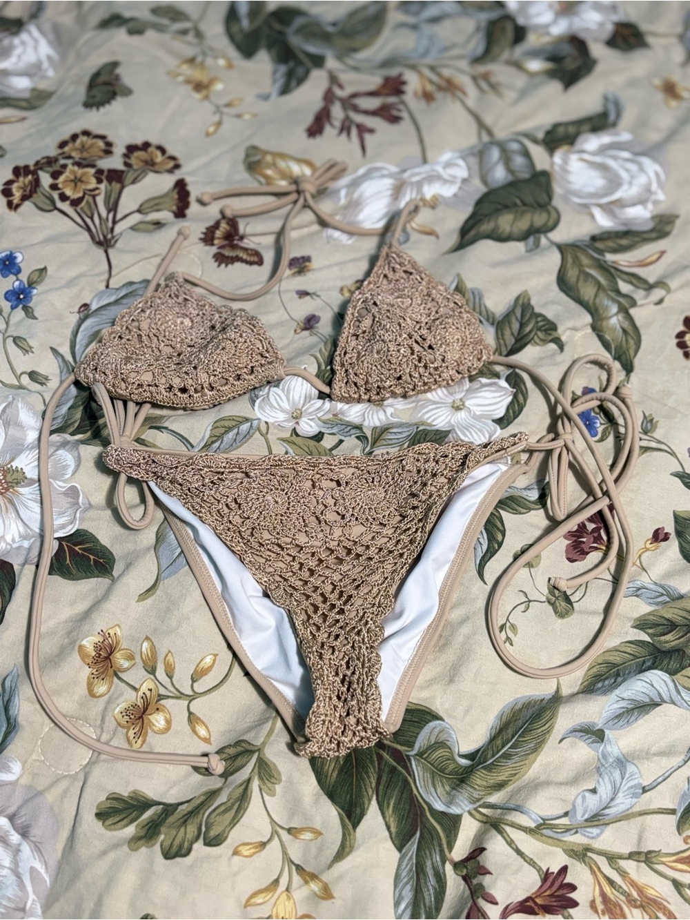 VENUS Beige Crochet Bikini top: B bottom:4 - Picture 3 of 6